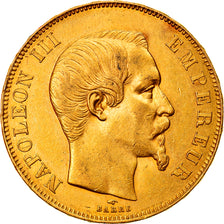 Moneda, Francia, Napoleon III, Napoléon III, 50 Francs, 1858, Paris, MBC+, Oro