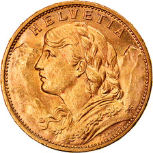 Moneta, Svizzera, 20 Francs, 1914, Bern, error clashed die and DDR, SPL, Oro