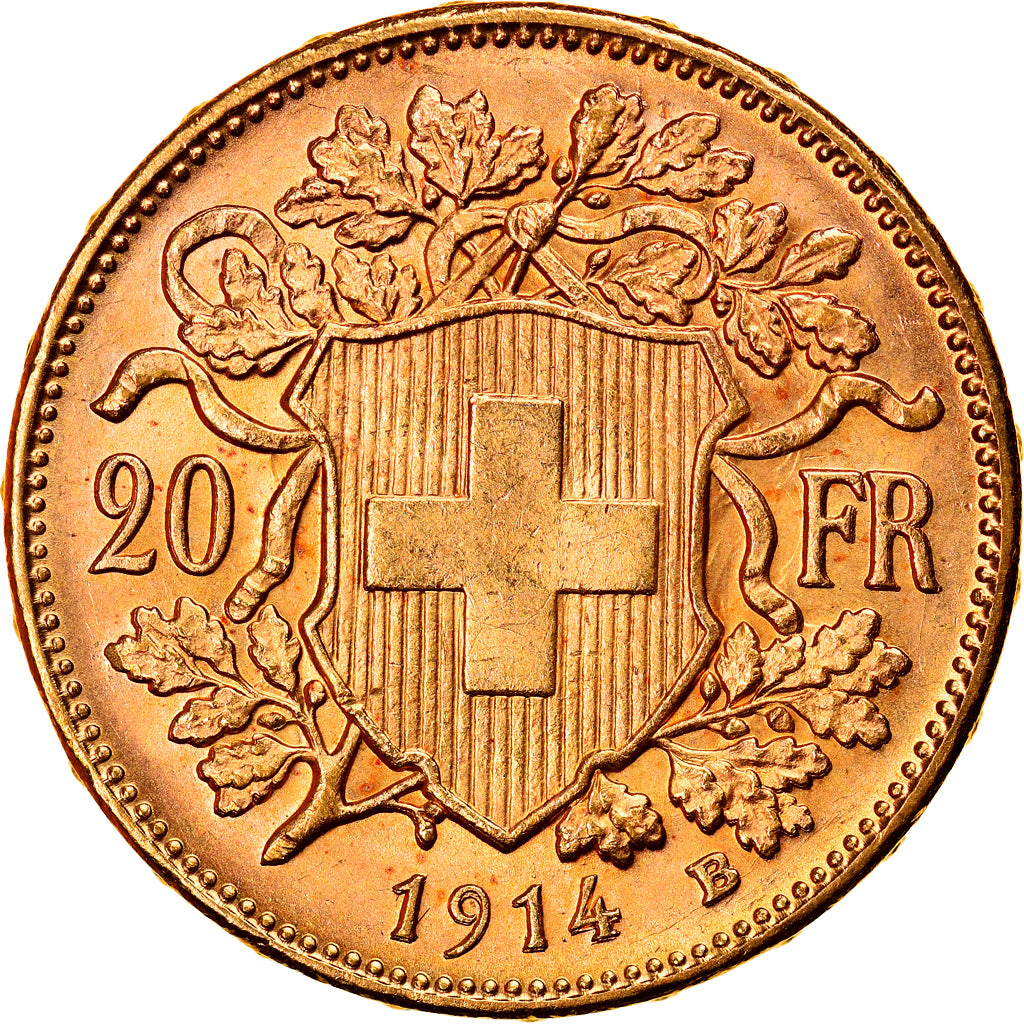 Monnaie, Suisse, 20 Francs, 1914, Bern, error clashed die and DDR, SPL, Or