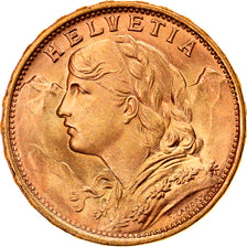 Moneta, Szwajcaria, 20 Francs, 1949, Bern, MS(63), Złoto, KM:35.2