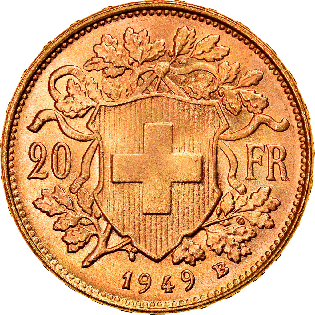 Moneda, Suiza, 20 Francs, 1949, Bern, SC+, Oro, KM:35.2