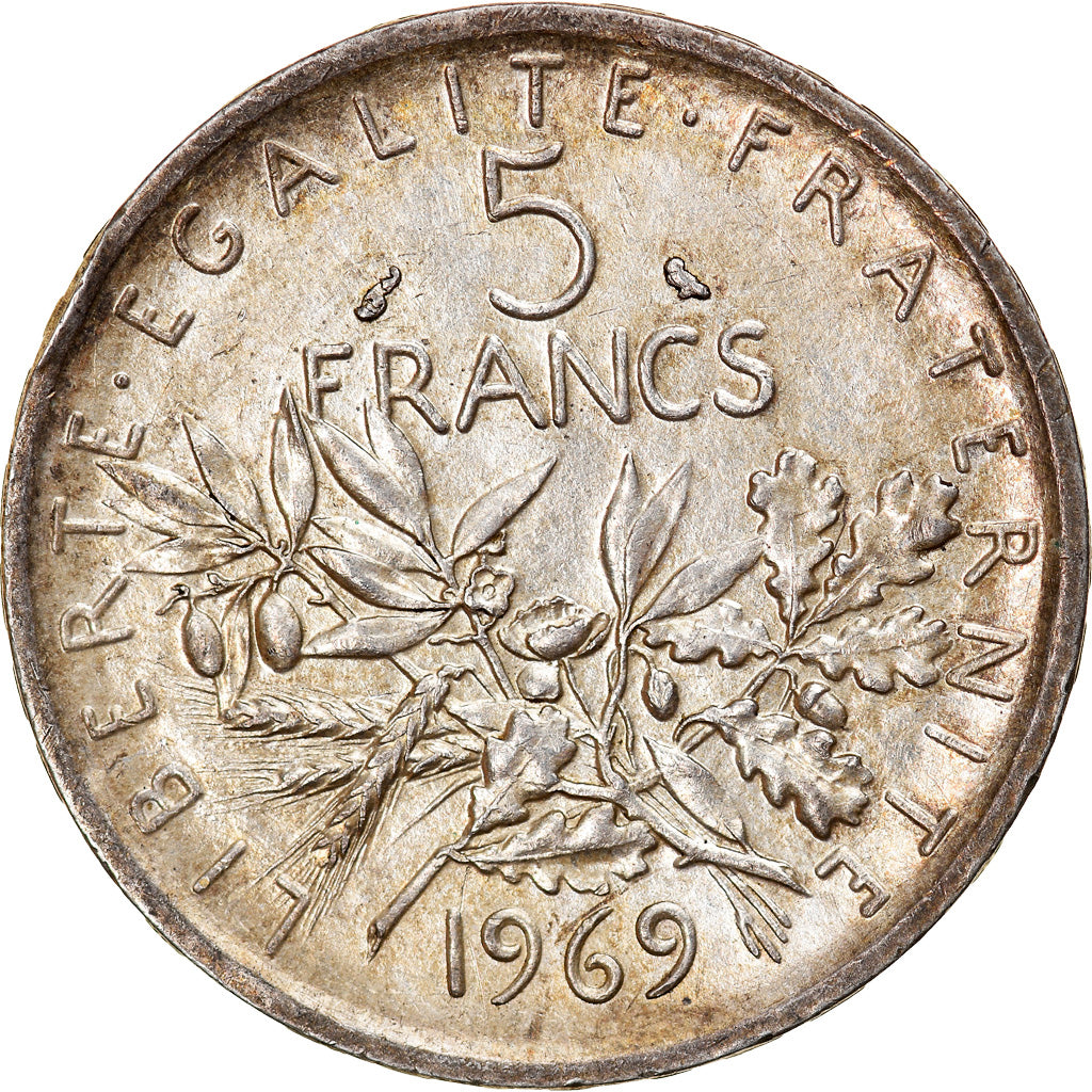 Monnaie, France, Semeuse, 5 Francs, 1969, TTB+, Argent, Gadoury:770, KM:926