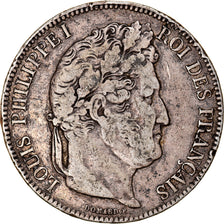 Moeda, França, Louis-Philippe, 5 Francs, 1843, Lille, VF(30-35), Prata