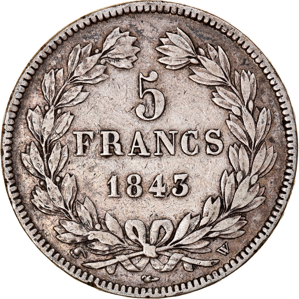 Coin, France, Louis-Philippe, 5 Francs, 1843, Lille, VF(30-35), Silver