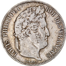 Moneda, Francia, Louis-Philippe, 5 Francs, 1840, Lille, BC+, Plata, KM:749.13