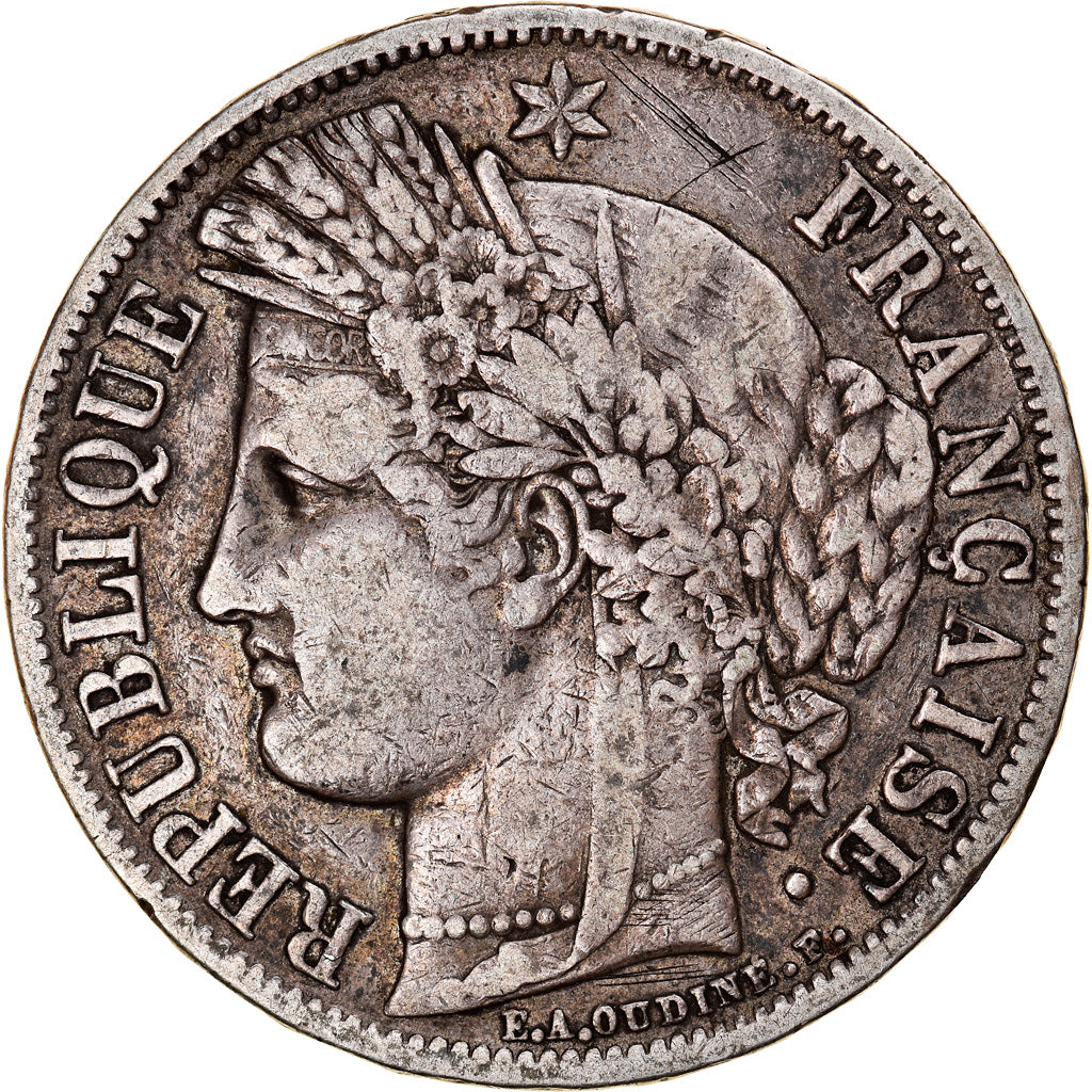 Coin, France, Cérès, 5 Francs, 1849, Strasbourg, VF(20-25), Silver, KM:761.2