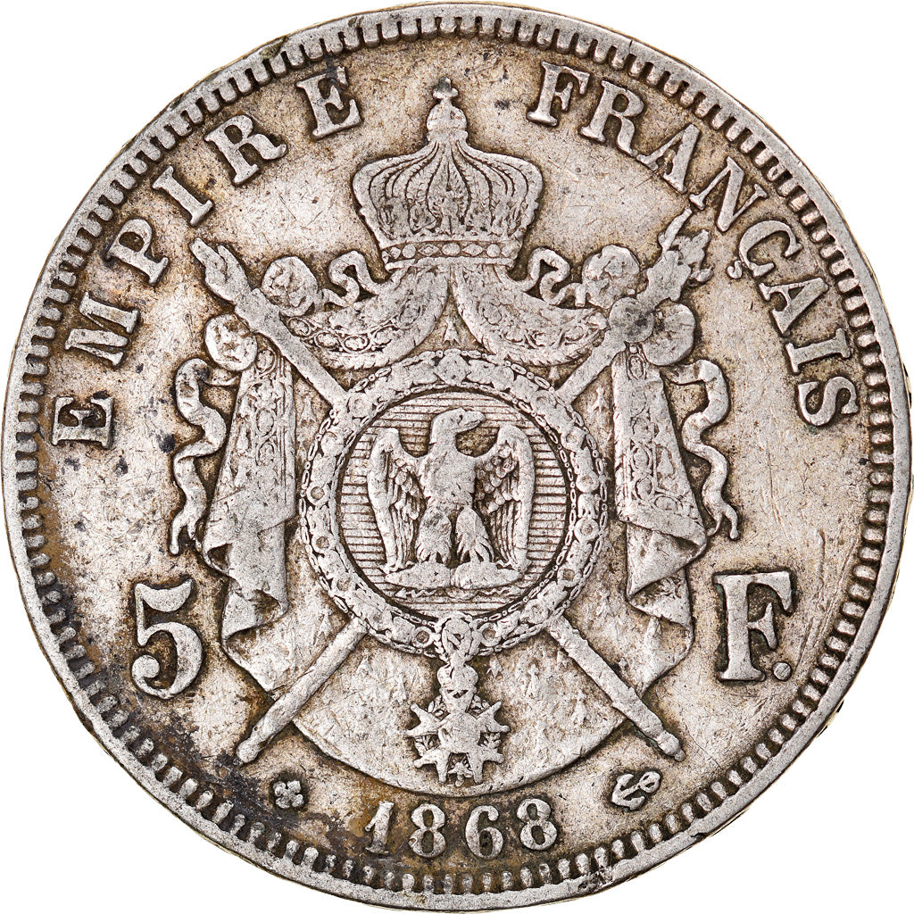 Coin, France, Napoléon III, 5 Francs, 1868, Strasbourg, VF(30-35), Silver