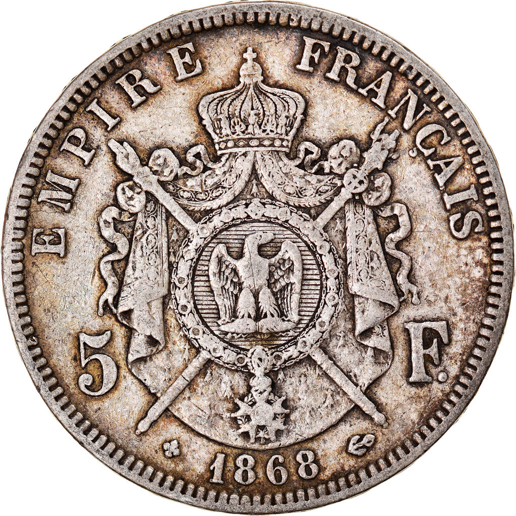 Coin, France, Napoléon III, 5 Francs, 1868, Strasbourg, VF(30-35), Silver