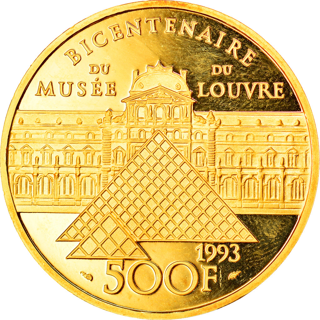 Coin, France, Mona Lisa, 500 Francs, 1993, Paris, Proof, MS(65-70), Gold