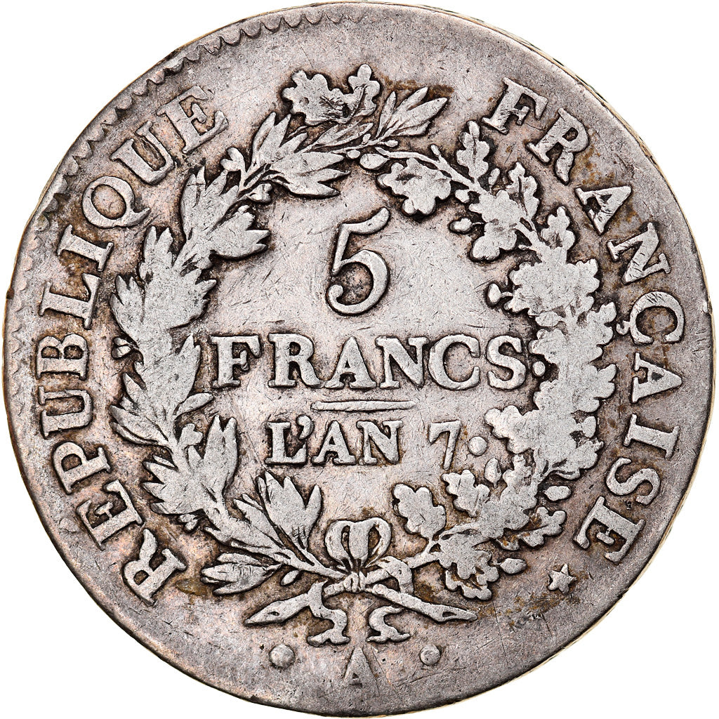 Coin, France, Union et Force, 5 Francs, AN 7, Paris, VF(30-35), Silver