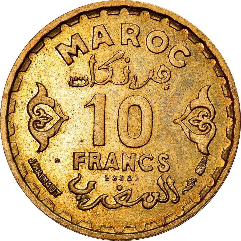 Moneta, Marocco, 10 Francs, 1371/1952, Paris, ESSAI, SPL+, Alluminio-bronzo