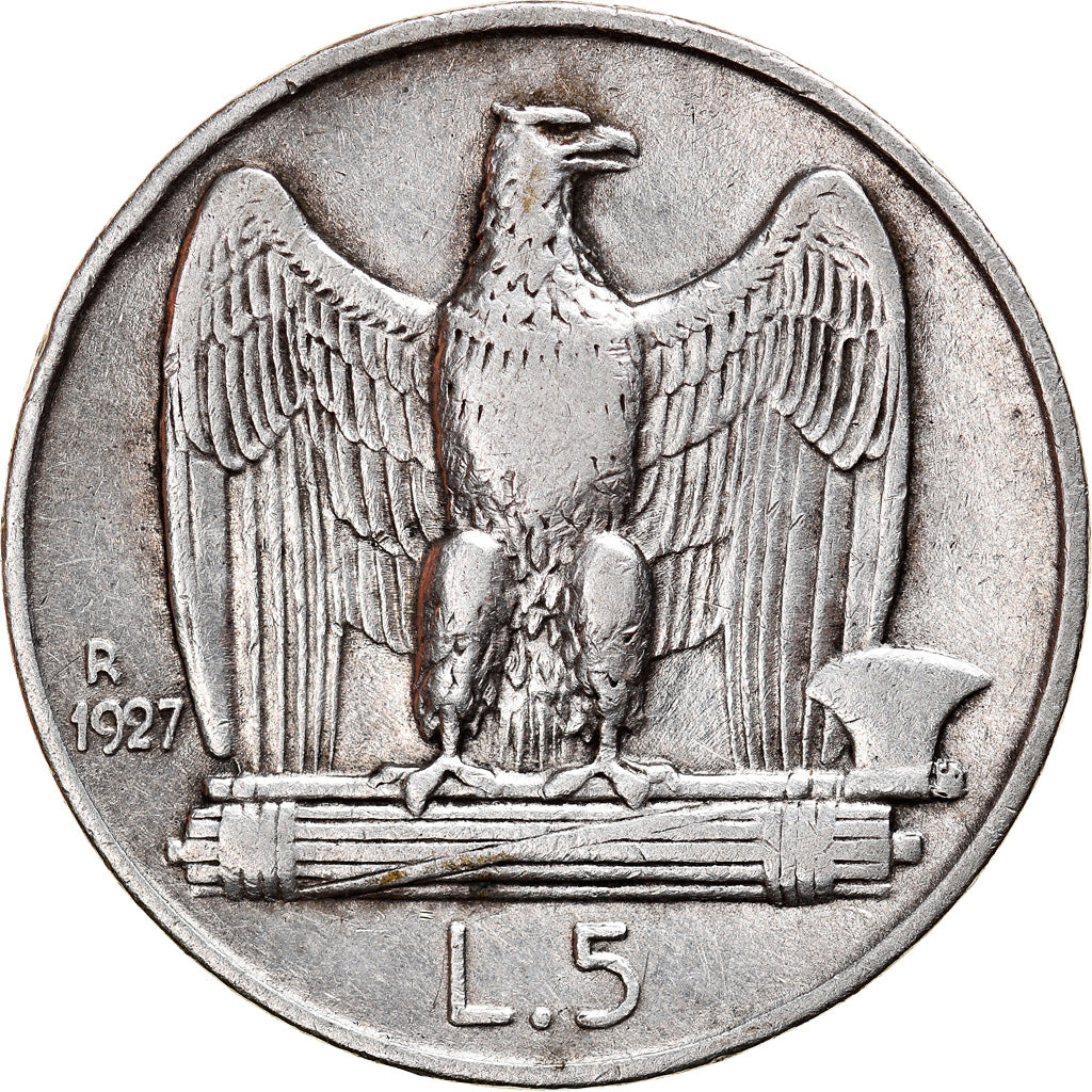 Coin, Italy, Vittorio Emanuele III, 5 Lire, 1927, Rome, EF(40-45), Silver