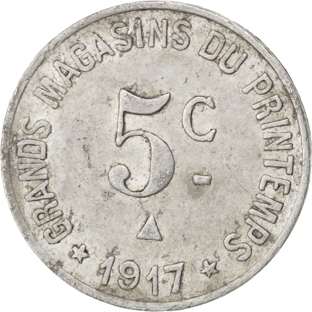 France, 5 Centimes, 1917, EF(40-45), Aluminium, Elie #50.4, 0.79