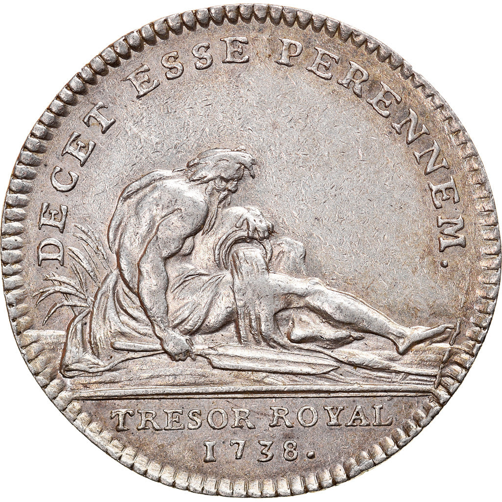 Frankreich, Token, Royal, Louis XV, Trésor Royal, 1738, Duvivier, SS+, Silber