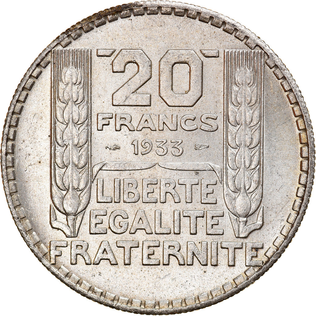 Moneda, Francia, Turin, 20 Francs, 1933, Paris, EBC+, Plata, KM:879, Gadoury:852