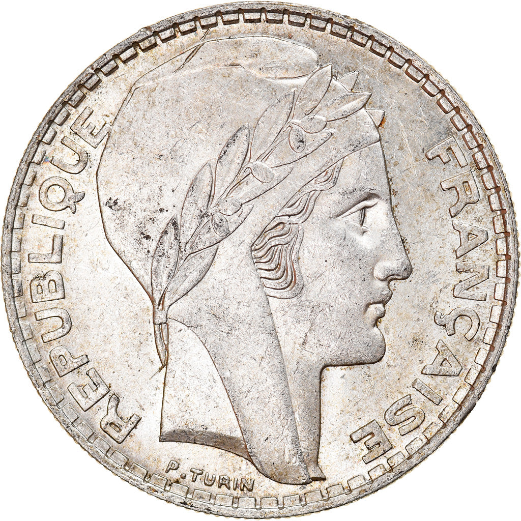 Moneta, Francja, Turin, 20 Francs, 1938, Paris, AU(55-58), Srebro, KM:879