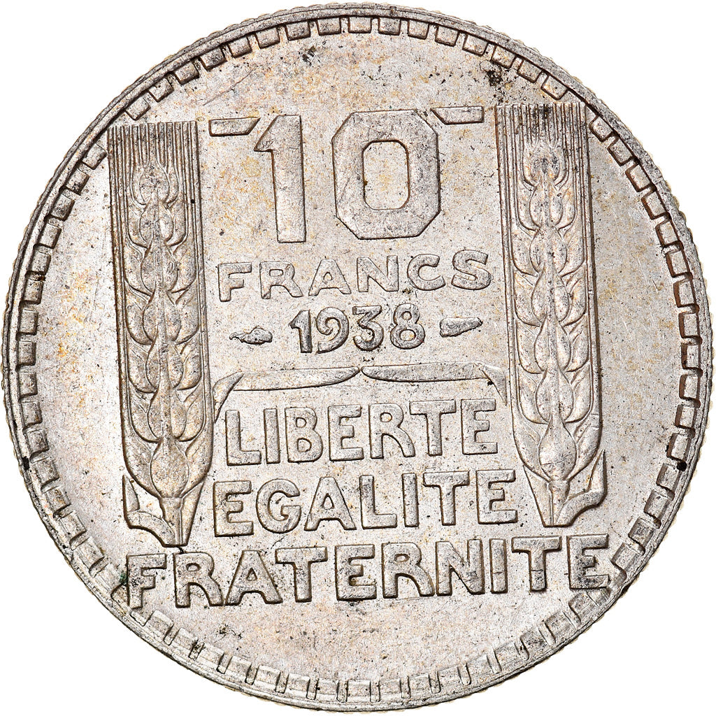 Munten, Frankrijk, Turin, 10 Francs, 1938, Paris, PR, Zilver, KM:878