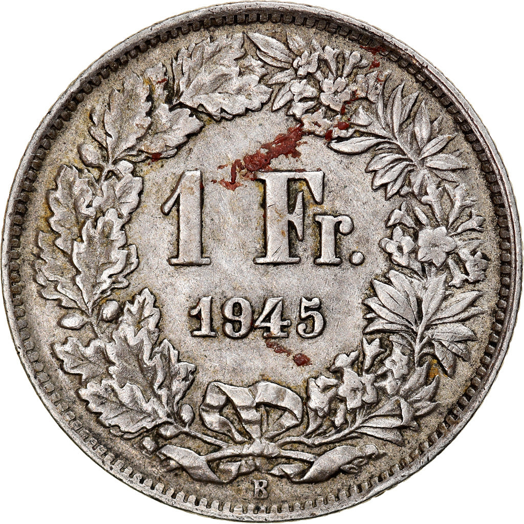 Munten, Zwitserland, Franc, 1945, FR+, Zilver, KM:24