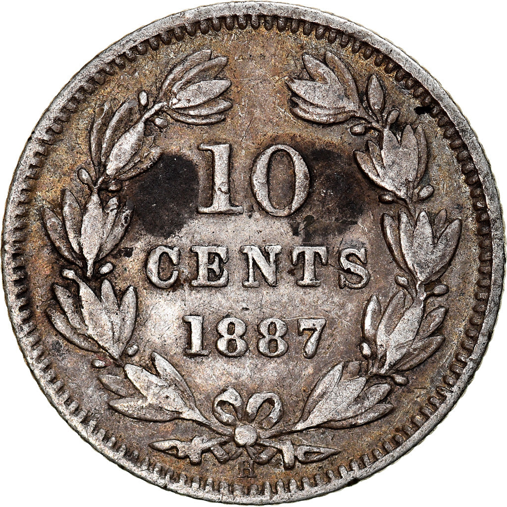 Monnaie, Nicaragua, 10 Centavos, 1887, Heaton, Birmingham, TTB, Argent, KM:6