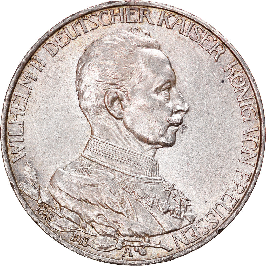 Coin, German States, PRUSSIA, Wilhelm II, 3 Mark, 1913, Berlin, AU(55-58)