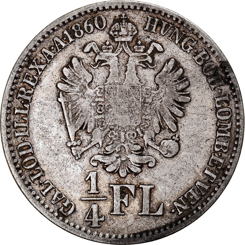 Moneta, Austria, Franz Joseph I, 1/4 Florin, 1860, Kremnitz, BB, Argento