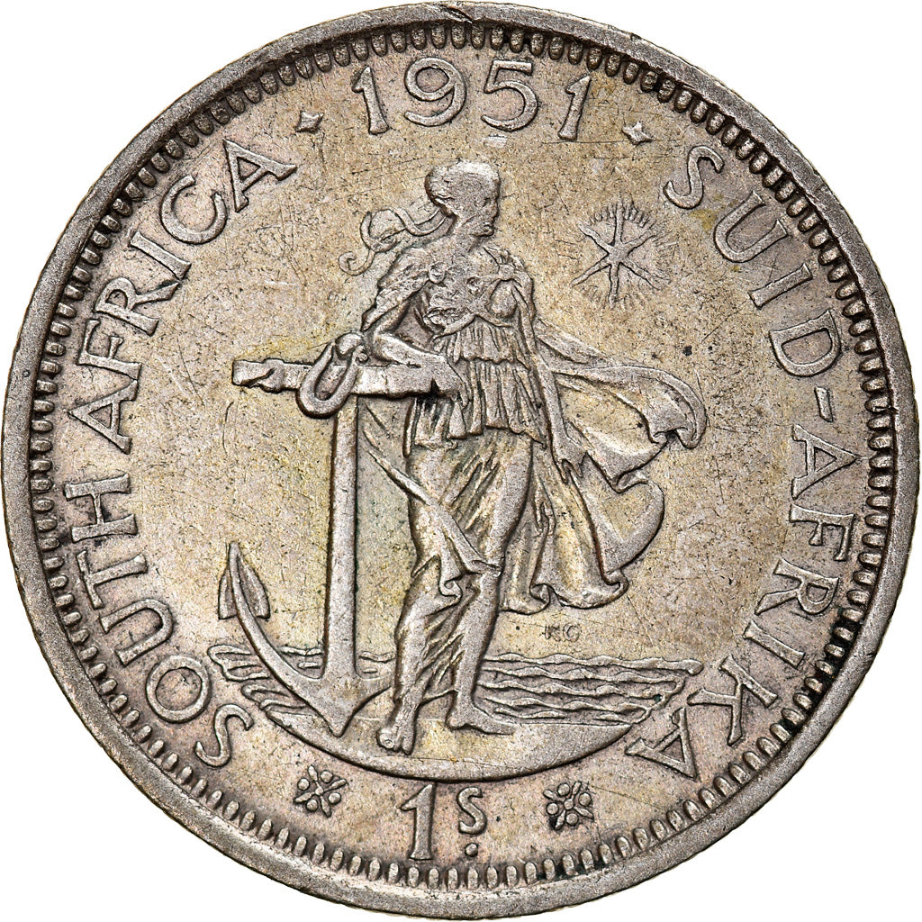 Coin, South Africa, George VI, Shilling, 1951, EF(40-45), Silver, KM:37.2
