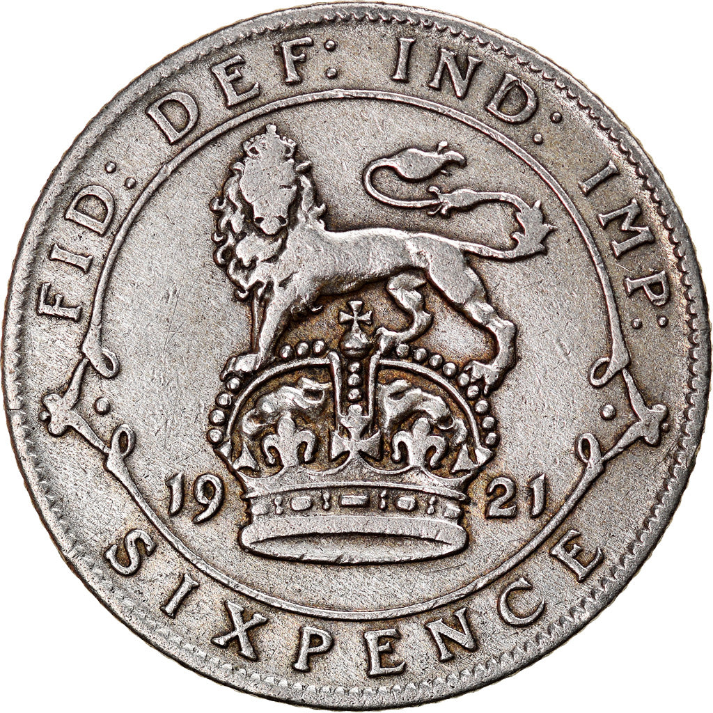 Coin, Great Britain, George V, 6 Pence, 1921, VF(30-35), Silver, KM:815a.1