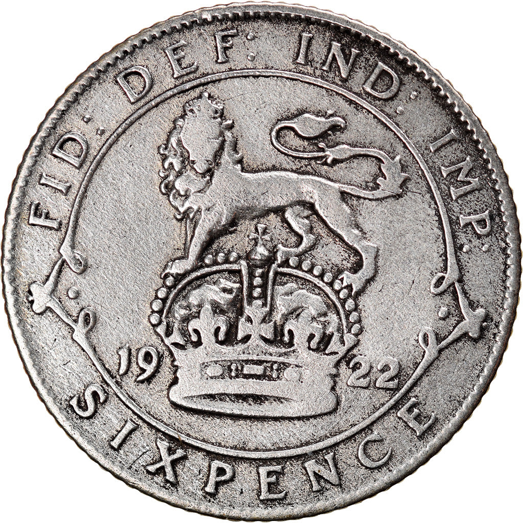 Coin, Great Britain, George V, 6 Pence, 1922, VF(30-35), Silver, KM:815a.1