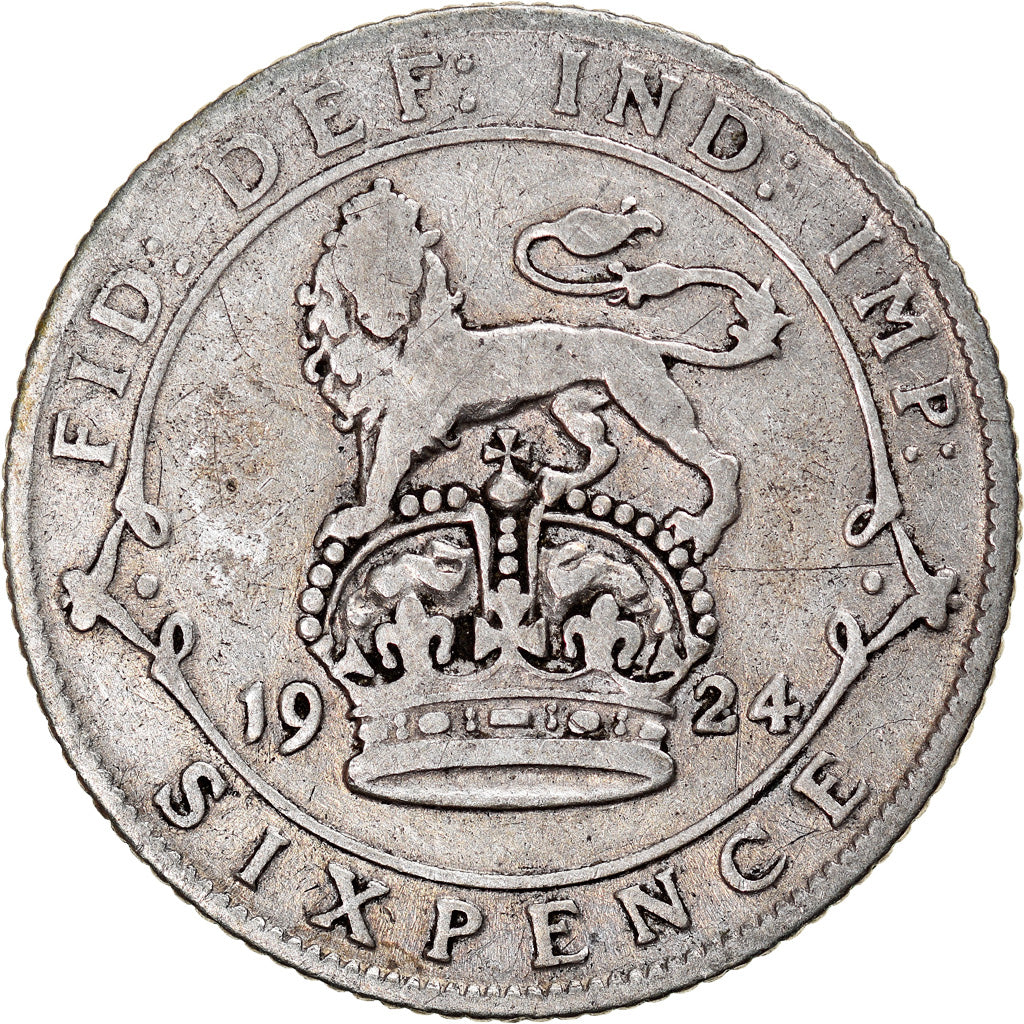 Moneta, Gran Bretagna, George V, 6 Pence, 1924, MB+, Argento, KM:815a.1