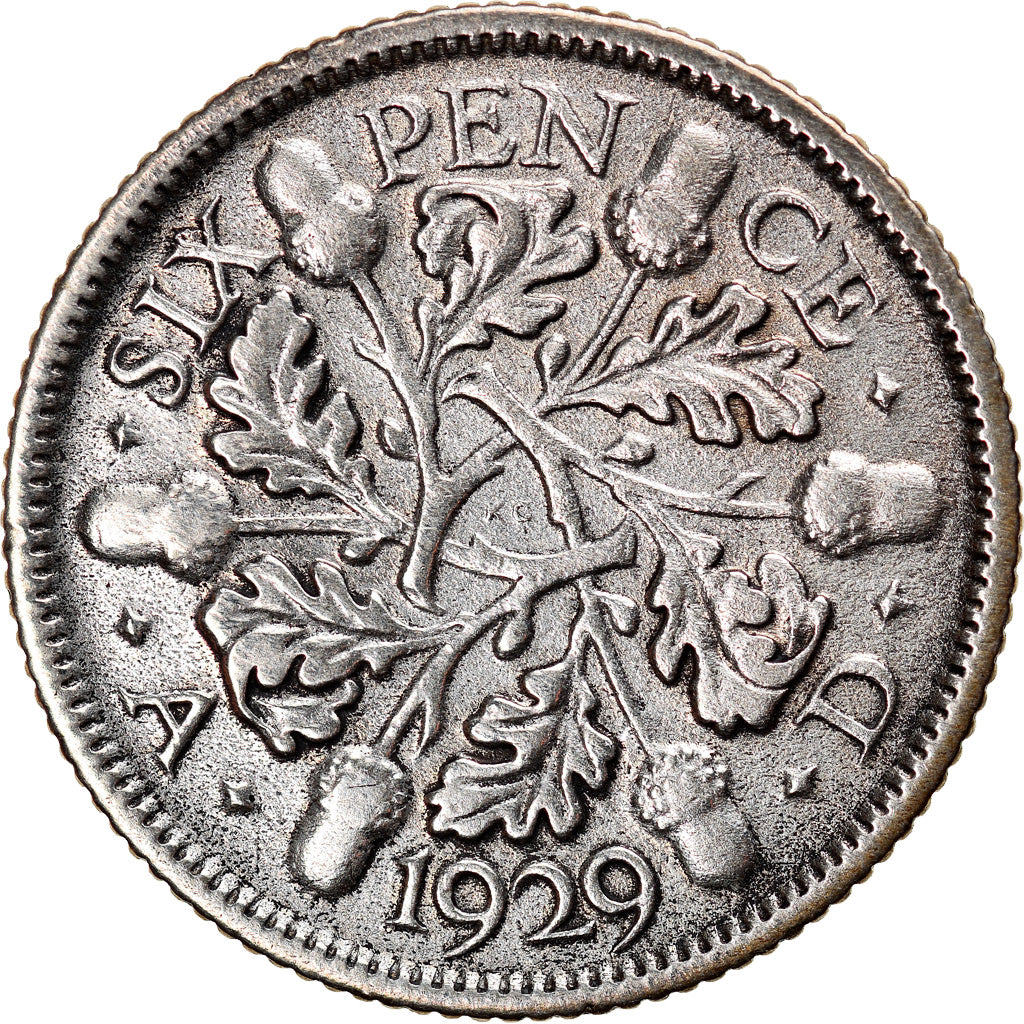 Coin, Great Britain, George V, 6 Pence, 1929, EF(40-45), Silver, KM:832