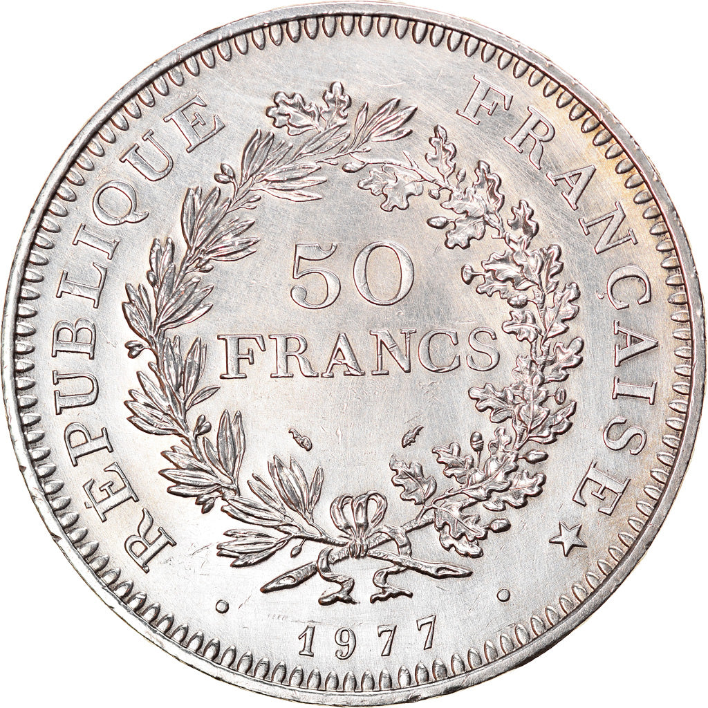 Coin, France, Hercule, 50 Francs, 1977, Paris, MS(60-62), Silver, KM:941.1