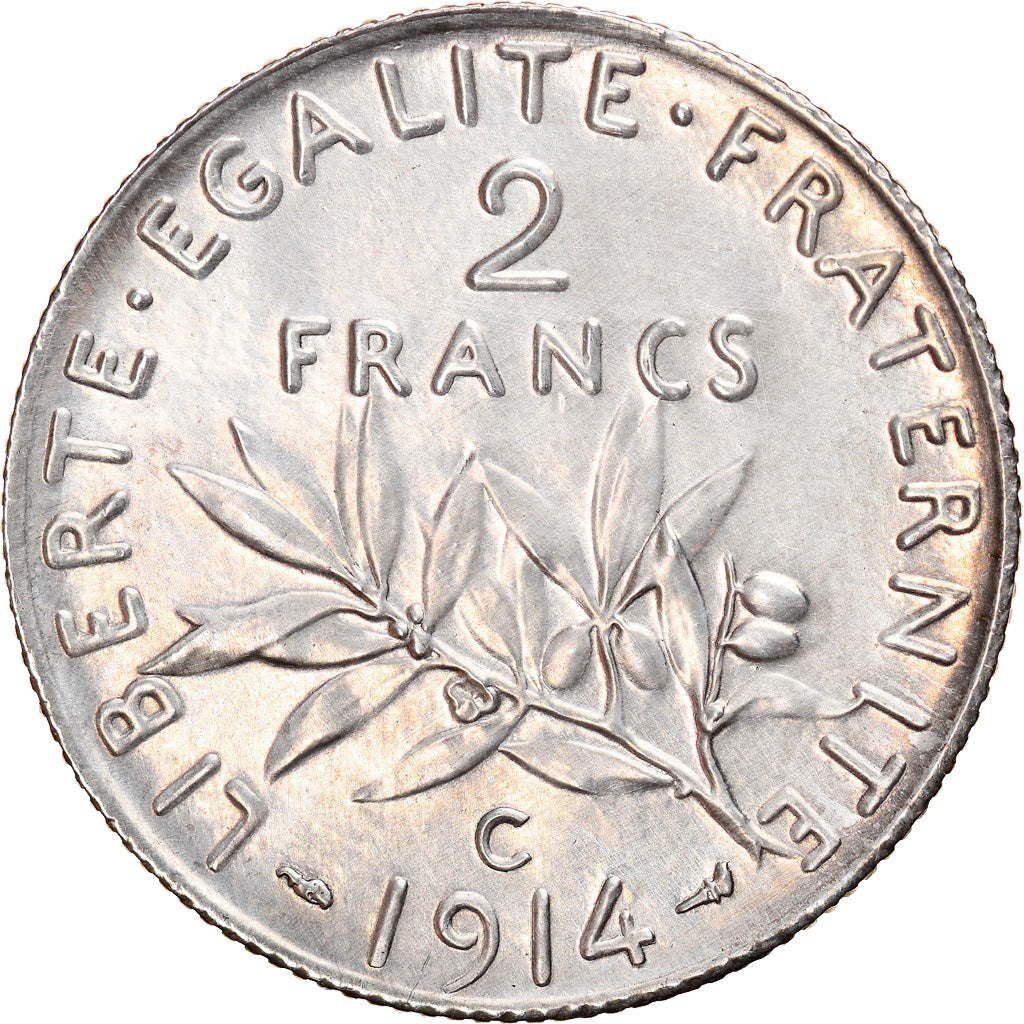 Monnaie, France, Semeuse, 2 Francs, 1914, Castelsarrasin, SUP+, Argent