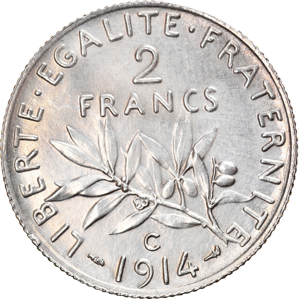 Moneta, Francia, Semeuse, 2 Francs, 1914, Castelsarrasin, SPL, Argento