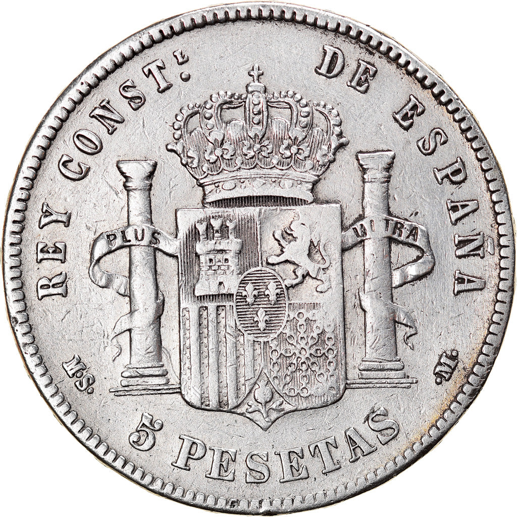 Coin, Spain, Alfonso XII, 5 Pesetas, 1885 (87), Madrid, VF(30-35), Silver