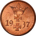Coin, DANZIG, Pfennig, 1937, Warsaw, AU(55-58), Bronze, KM:140