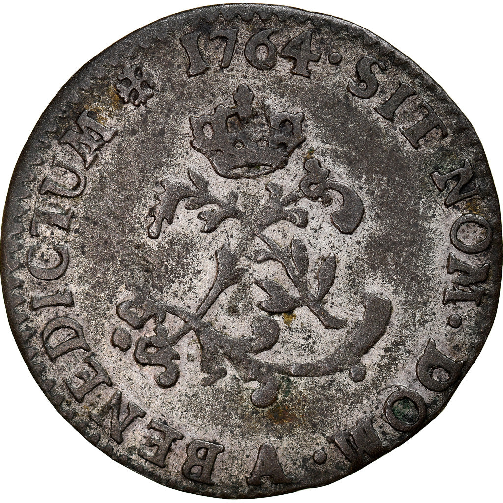 Moeda, França, Louis XV, Double sol (2 sous) en billon, 2 Sols, 1764, Paris