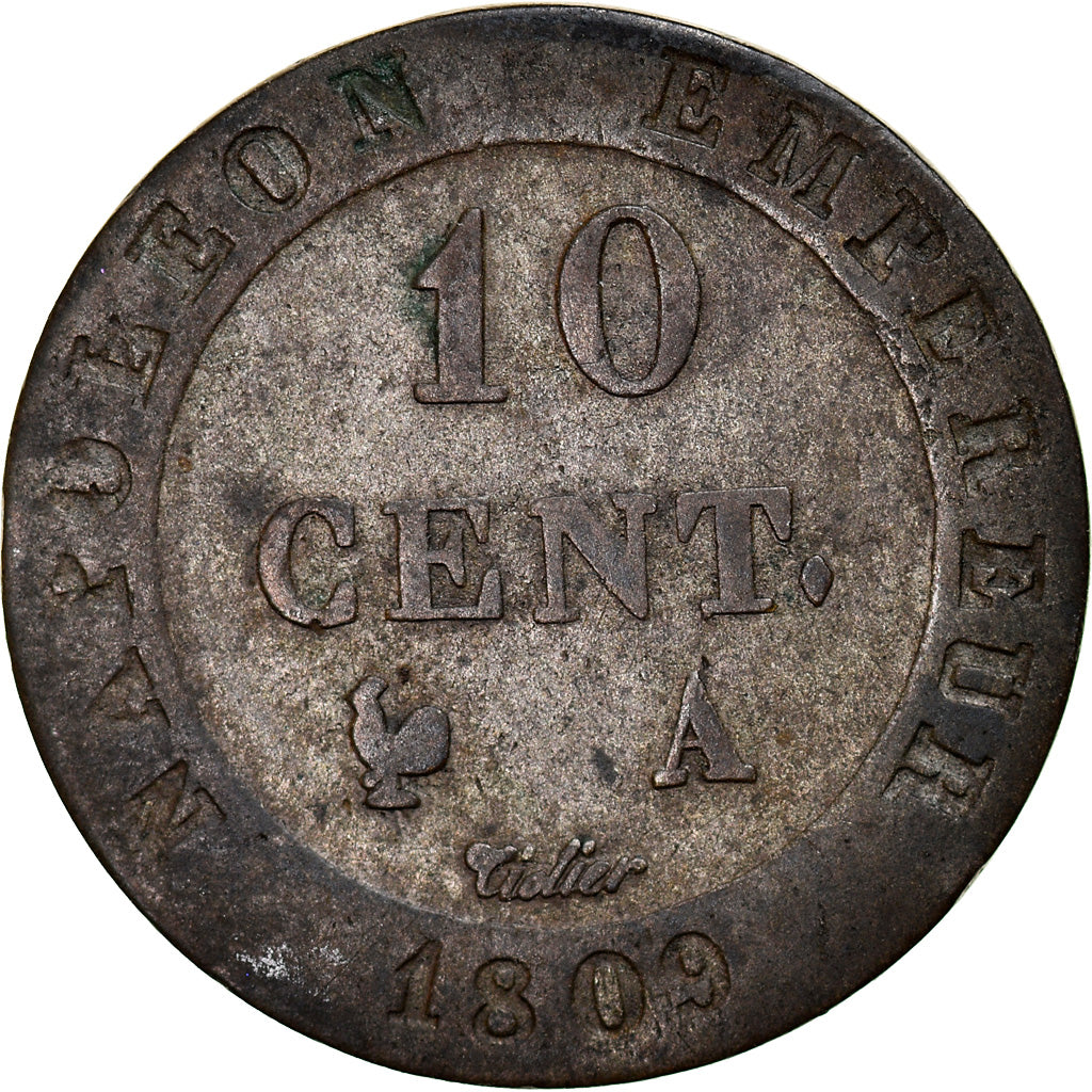 Coin, France, Napoléon I, 10 Centimes, 1809, Paris, VF(30-35), Billon