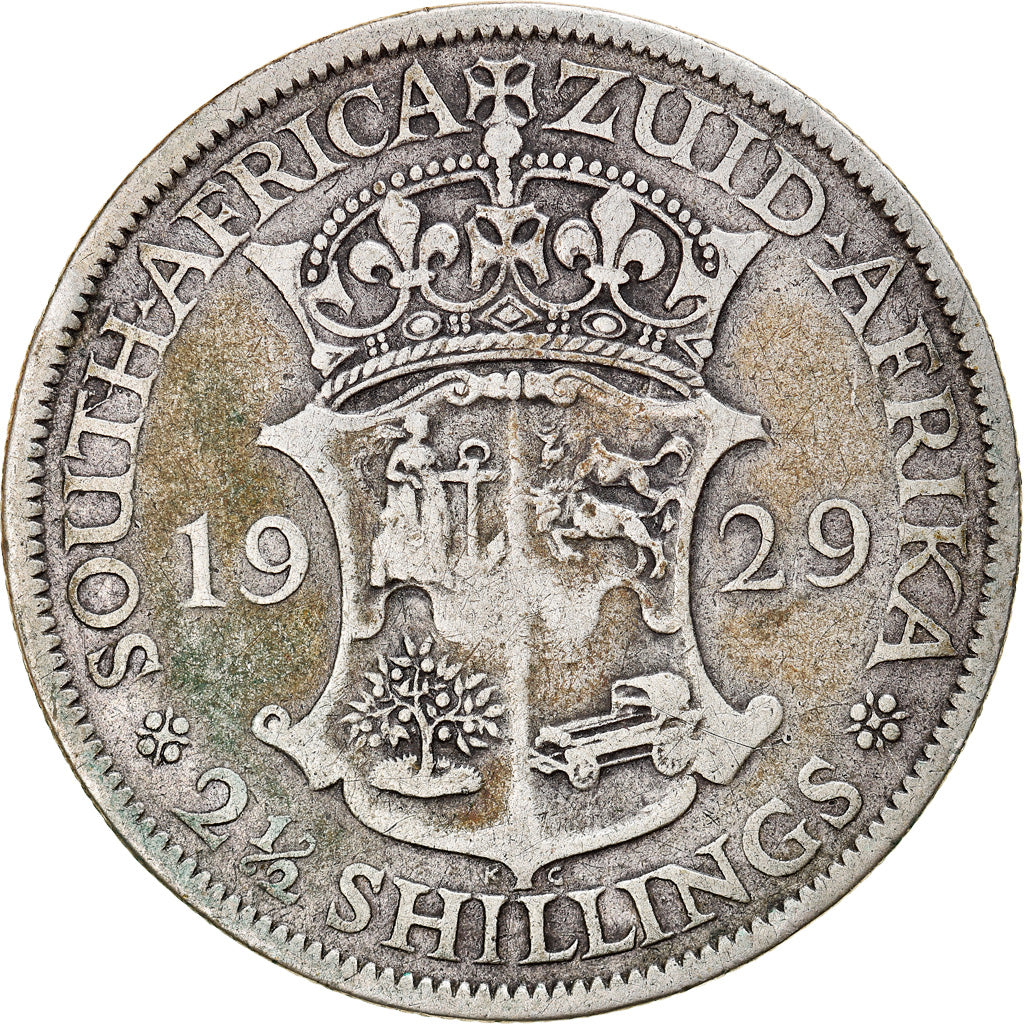 Coin, South Africa, George V, 2-1/2 Shillings, 1929, Pretoria, VF(30-35)