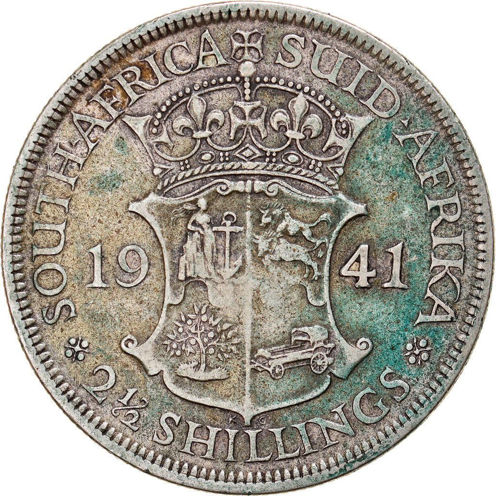 Coin, South Africa, George VI, 2-1/2 Shillings, 1941, VF(30-35), Silver, KM:30