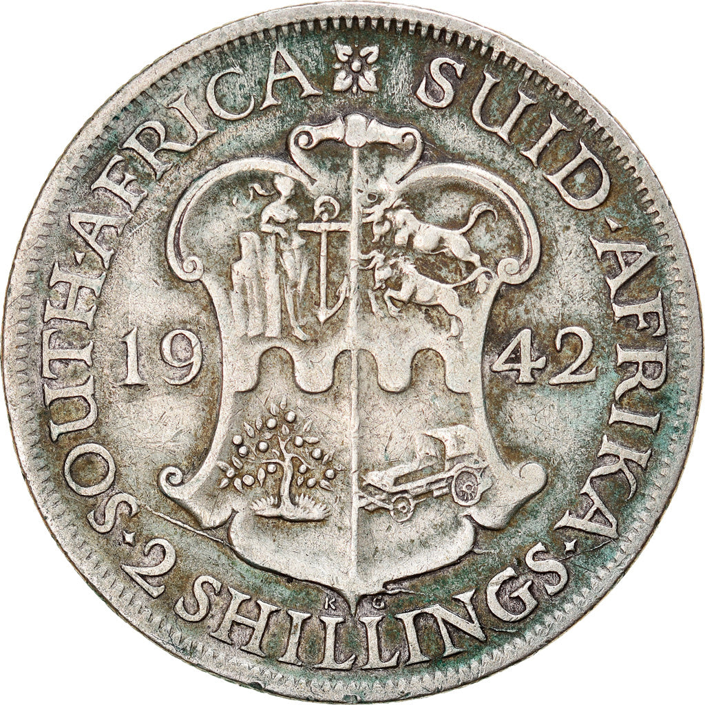 Monnaie, Afrique du Sud, George VI, 2 Shillings, 1942, TTB, Argent, KM:29