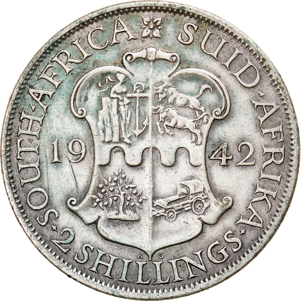 Coin, South Africa, George VI, 2 Shillings, 1942, EF(40-45), Silver, KM:29