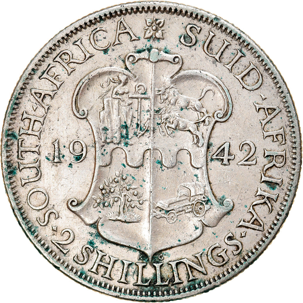 Monnaie, Afrique du Sud, George VI, 2 Shillings, 1942, TTB, Argent, KM:29