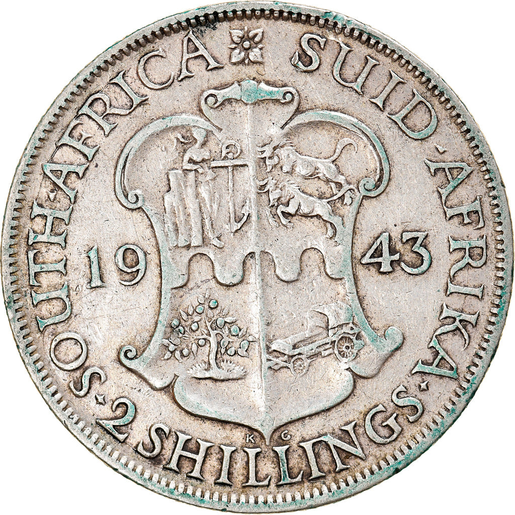 Münze, Südafrika, George VI, 2 Shillings, 1943, Pretoria, SS, Silber, KM:29