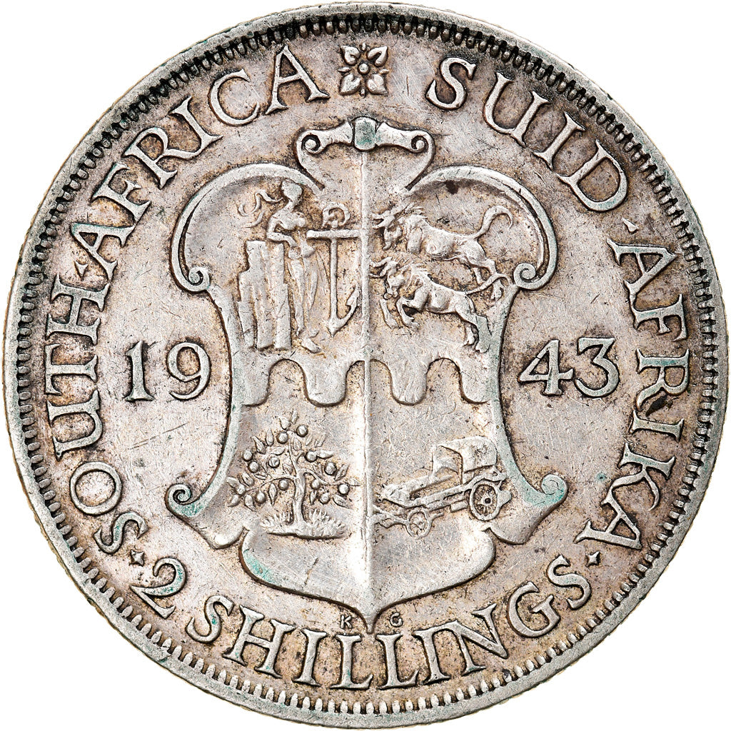 Munten, Zuid Afrika, George VI, 2 Shillings, 1943, Pretoria, ZF, Zilver, KM:29