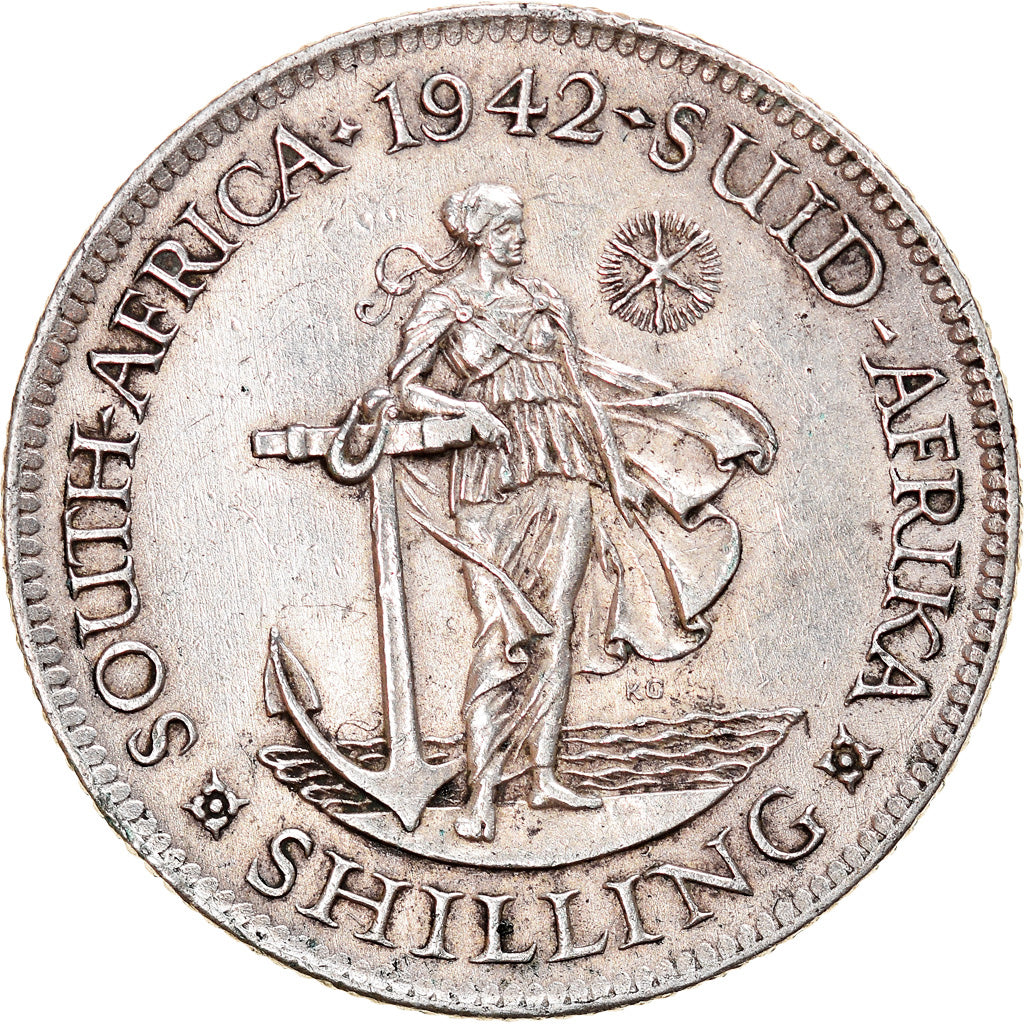 Coin, South Africa, George VI, Shilling, 1942, AU(50-53), Silver, KM:28
