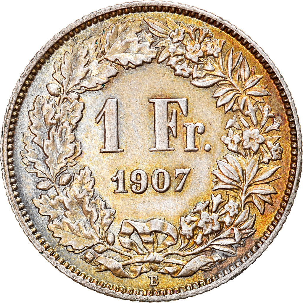 Coin, Switzerland, Franc, 1907, Bern, AU(50-53), Silver, KM:24