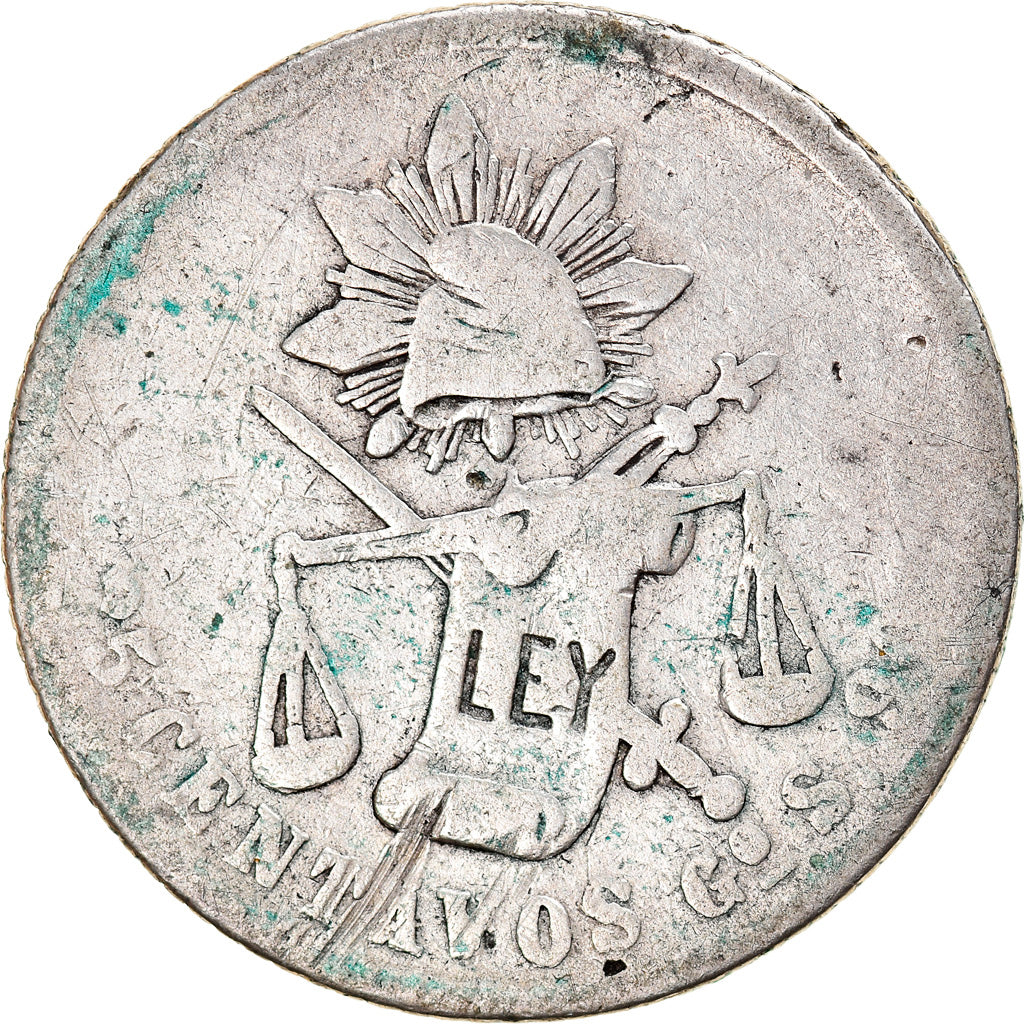 Coin, Mexico, 25 Centavos, 1881, Guanajuato, VF(20-25), Silver, KM:406.5