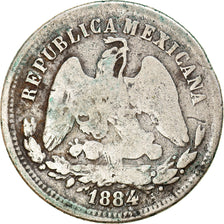 Moneta, Mexico, 25 Centavos, 1884, Guadalajara, VF(20-25), Srebro, KM:406.4