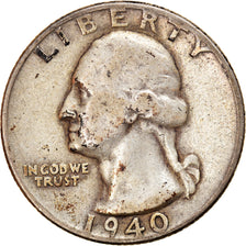 Coin, United States, Washington Quarter, Quarter, 1940, U.S. Mint, Philadelphia