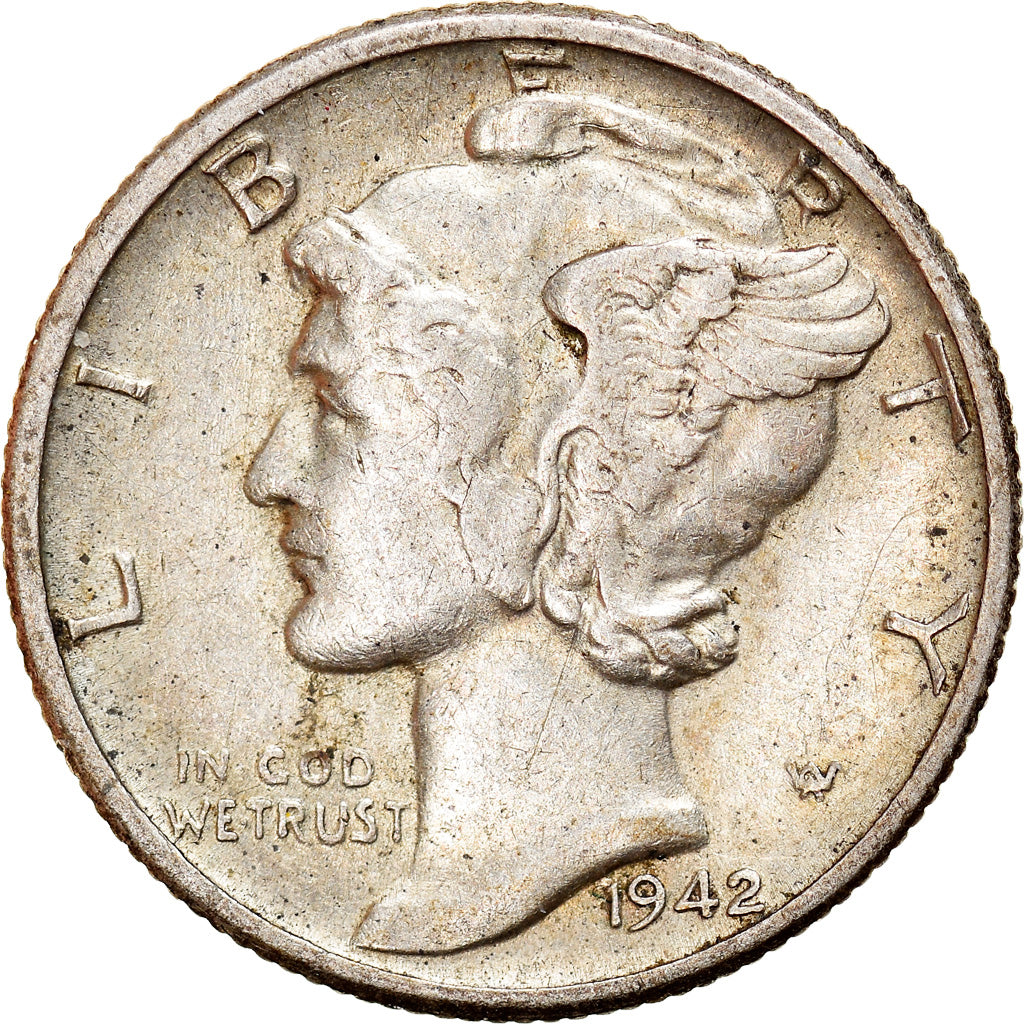 Coin, United States, Mercury Dime, Dime, 1942, U.S. Mint, Philadelphia